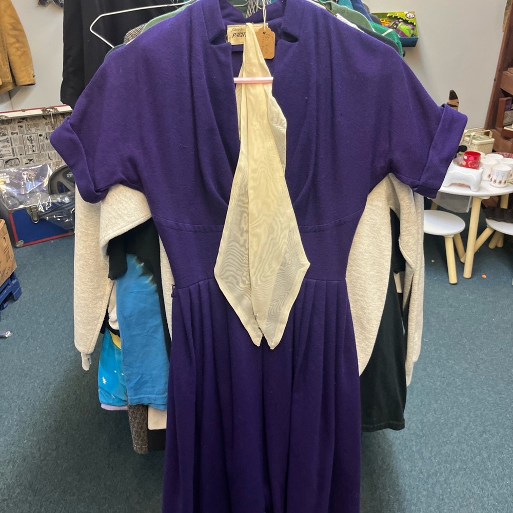 Vintage 1950s Purple Dress Pacific Mills 100% Wool Size Small Please Read